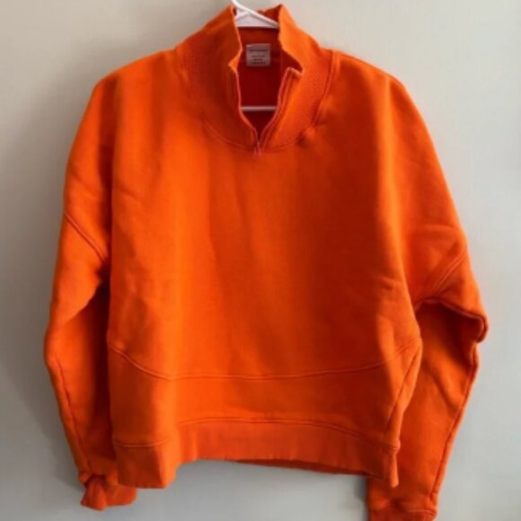 Outdoor Voices Nimbus Mustang Orange Half-Zip Women's Boxy Sweatshirt Size Large - Picture 1 of 8